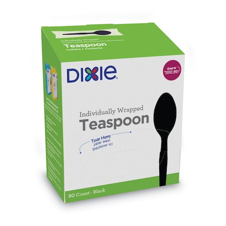 Dixie Grab'N Go Wrapped Cutlery, Teaspoons, Black, 90/Box TM5W540